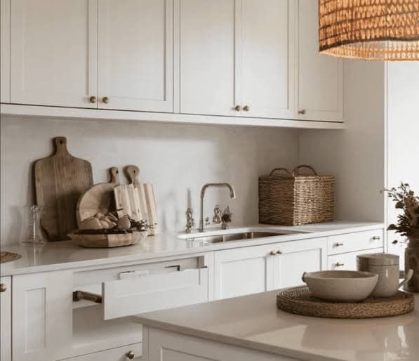 Warm white kitchen interior